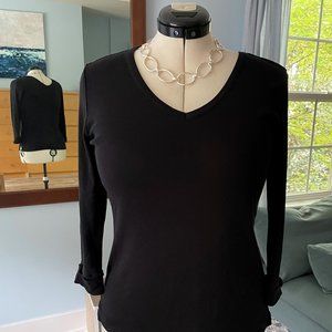 Talbots Vee front (and back) Black Pima Top